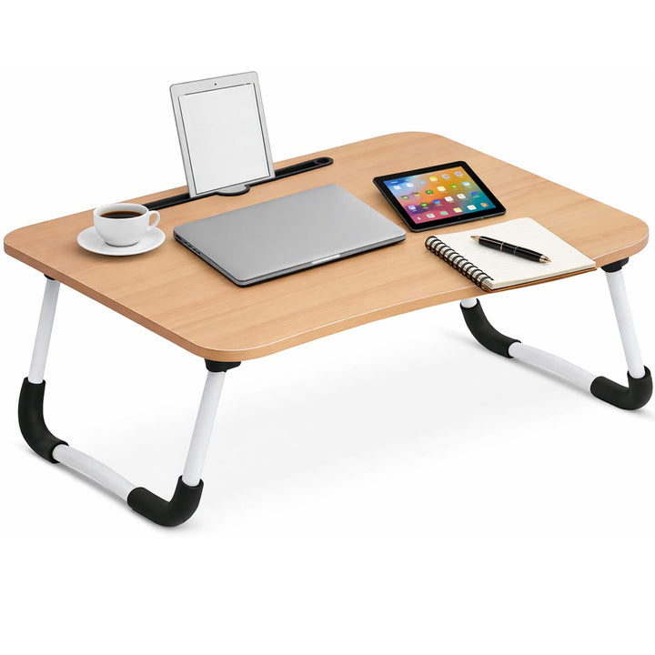 Laptoptisch Klappbar – Laptopständer mit Tablet-Halter, Frühstückstablett aus Holz, Tisch für Sofa u
