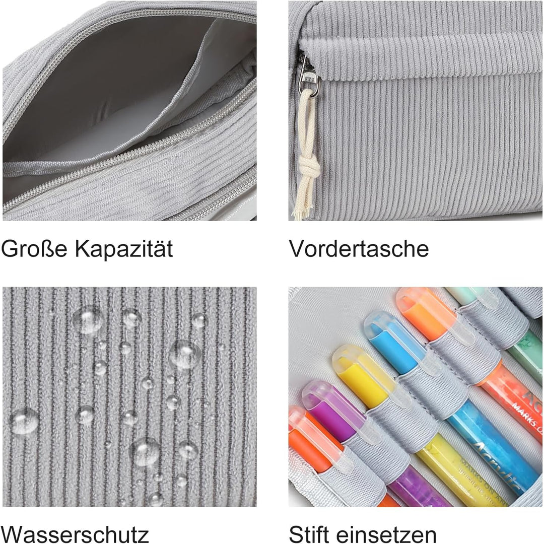 LEDAOU Stiftetasche, Grosse Kapazität Federmäppchen mit Reissverschluss, Schulmaterial für Teenager