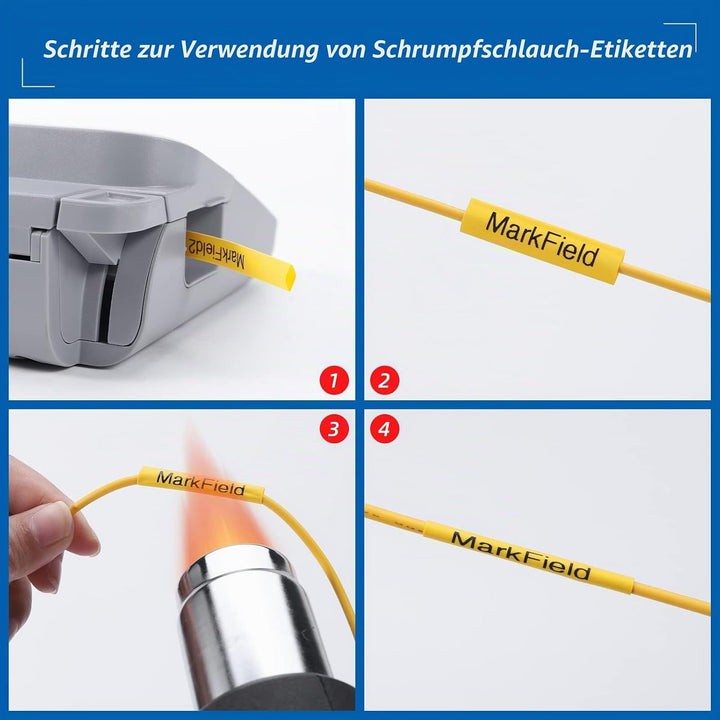 MarkField Kompatible Schriftband Schrumpfschlauch HSe-611 HSe611 5.8mm Bänder Schwarz auf Gelb Kompa