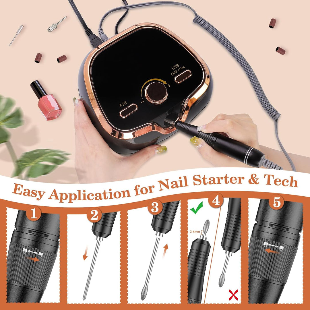 Nagelfräser Elektrische für Gelnägel 35000 u/min, Nagelfeile Maniküre Pediküre Set Professionelle Na