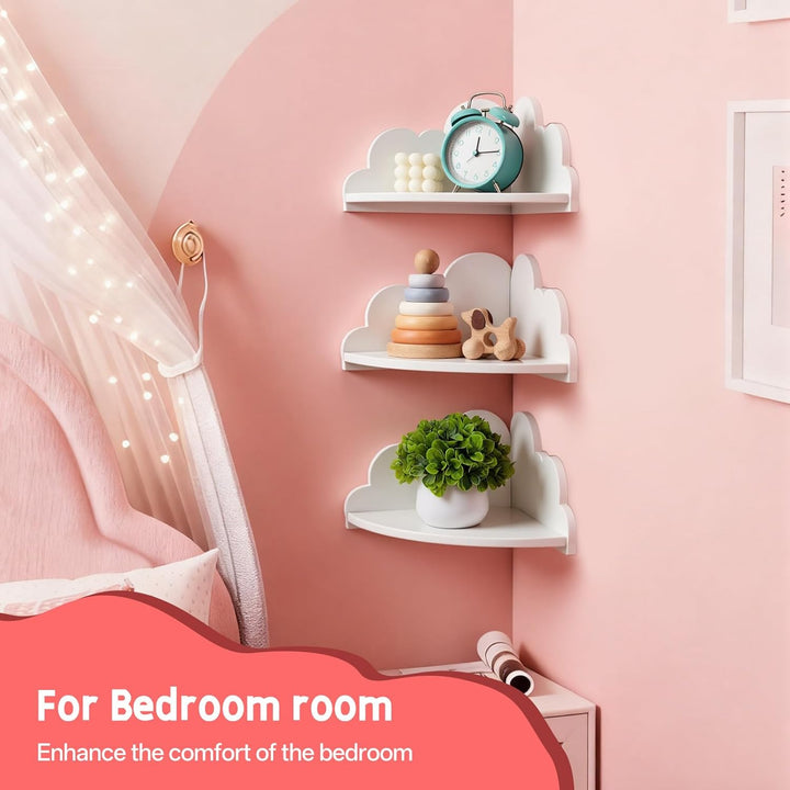Gieanoo Wolke Corner Regale Set von 3, weisse Wandregale für Kinderzimmer, Schlafzimmer, Wohnzimmer