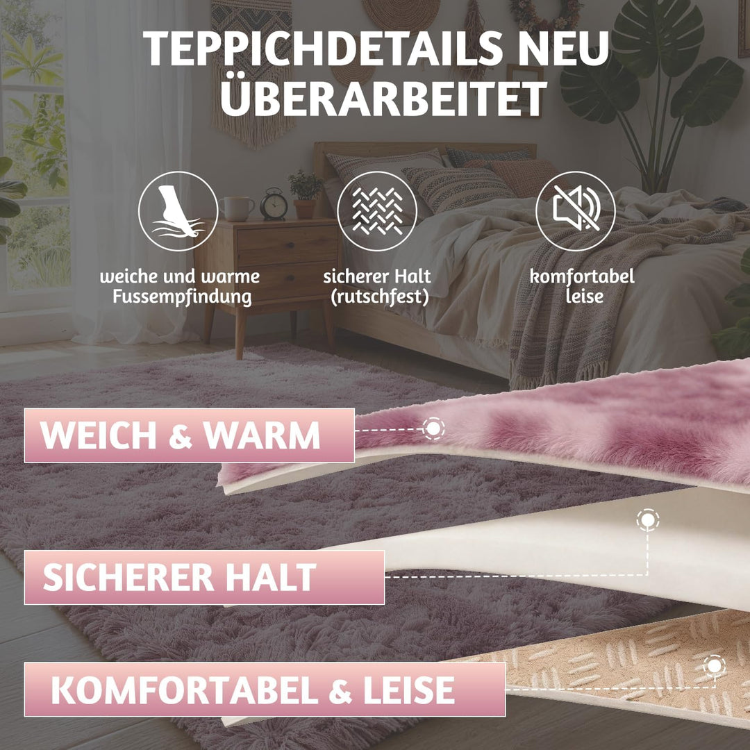 MARATIP Plüsch Teppich,Flauschiger Teppich Rund,grosse Grösse modernes Wohnzimmer,Kinder Mädchen,wei