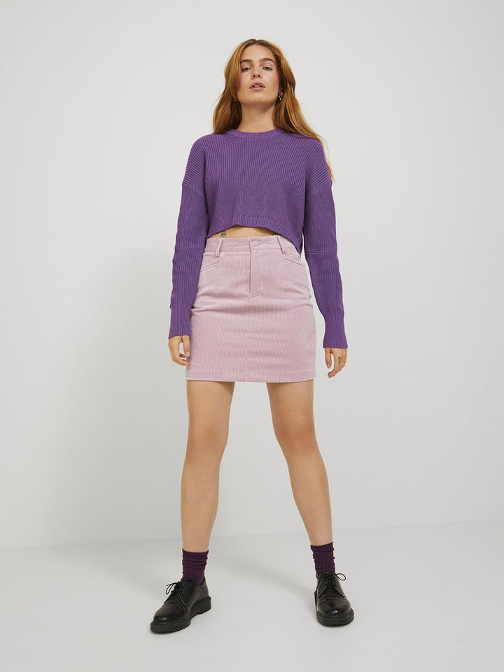 JJXX Damen Jxcarlota Ls Twist Cropped Cn Knit Pullover M Royal Lilac, M Royal Lilac