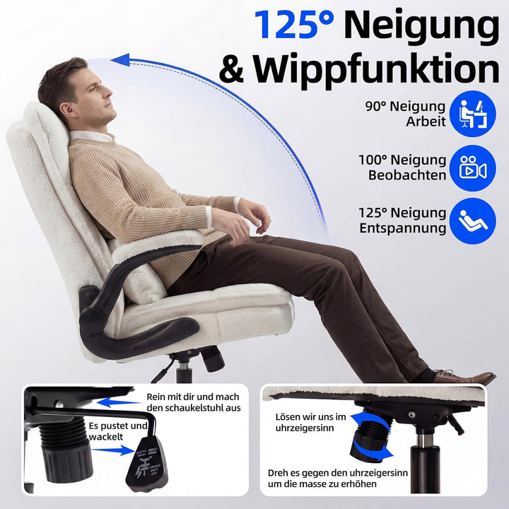 Bürostuhl Ergonomisch [TESTSIEGER] Schreibtischstuhl | Hochklappbare Armlehne & Hohe Rückenlehne | H