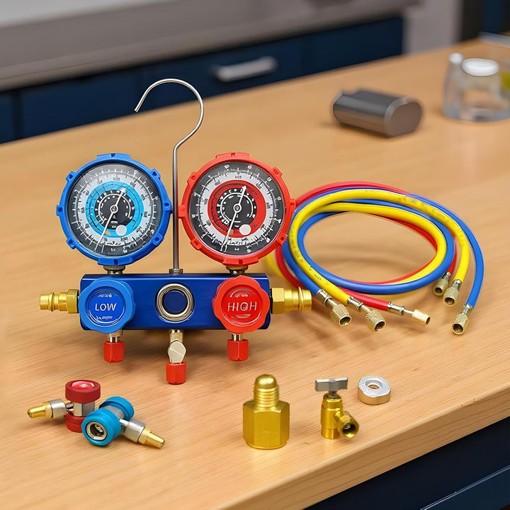 Klimaanlagen Manometer Set | Klimaanlage Diagnose Manifold Messgerät Set - Kältemittel Nachfüllung F