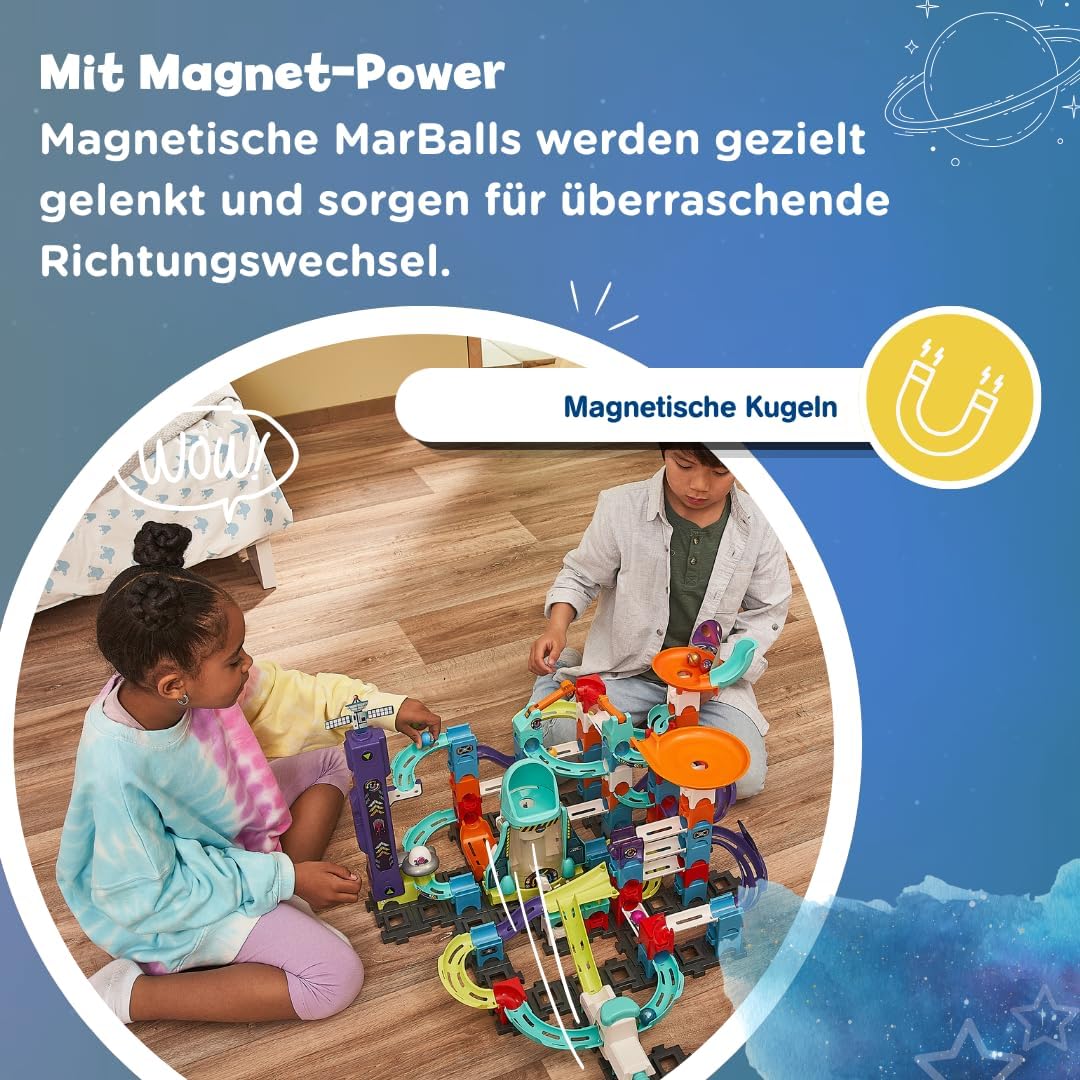VTech Marble Rush - Space Magnetic Set XL300 E – Interaktive Murmelbahn mit spannenden Bahnelementen
