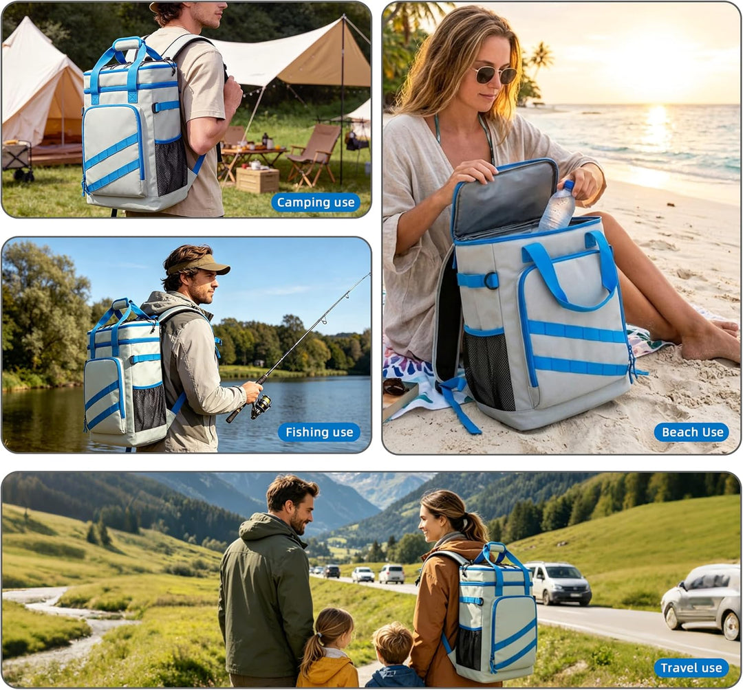Kühlrucksack 40L, Leichter Rucksack mit Flaschenöffner, für Strand, Reisen, Camping und Mittagessen