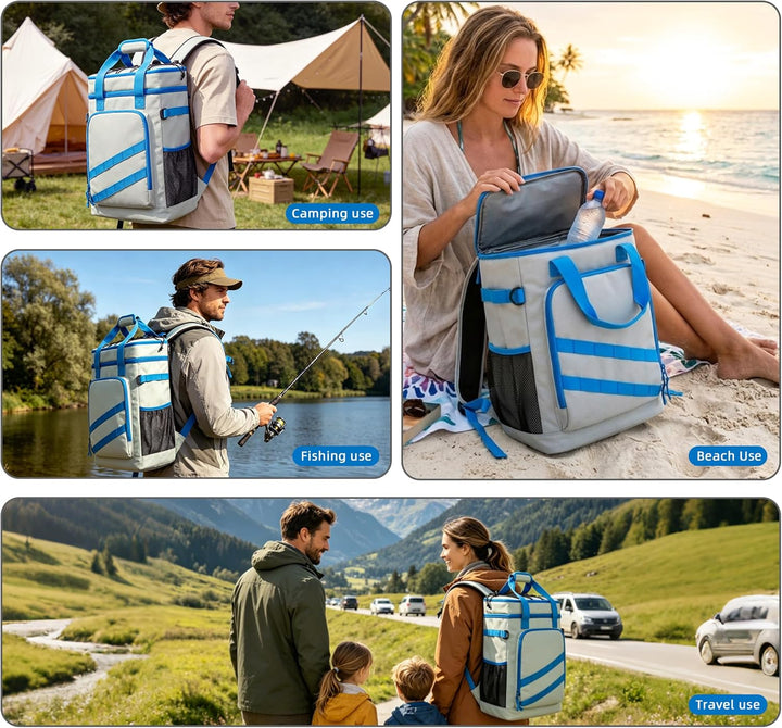 Kühlrucksack 40L, Leichter Rucksack mit Flaschenöffner, für Strand, Reisen, Camping und Mittagessen