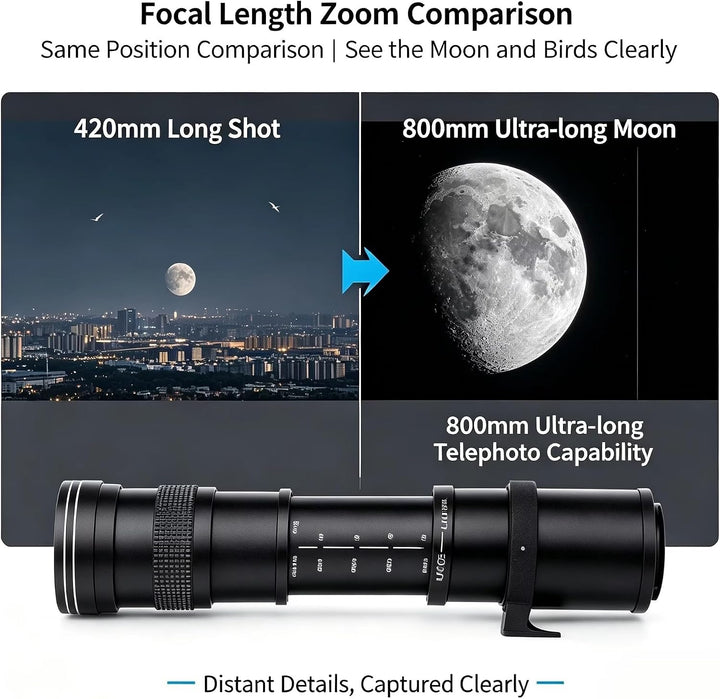 JINTU 420–800mm MF Teleobjektiv Kamera Zoomobjektiv F8.3 für Nikon SLR Kameras D780 D5600 D5500 D540
