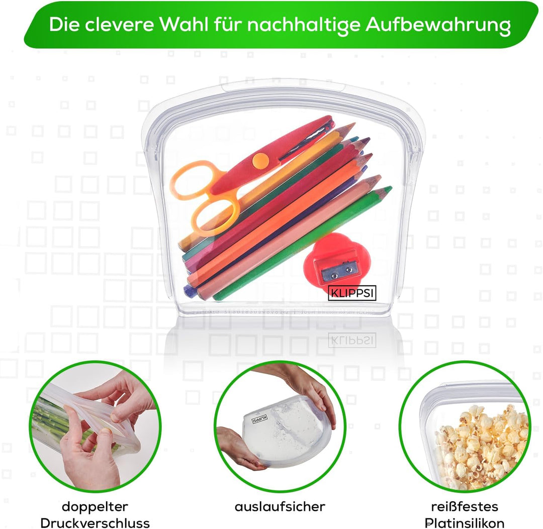 3,5L Wiederverwendbarer Silikonbeutel Gefrierbeutel Aufbewahrungsbeutel reissfest, hitze-kältebestän