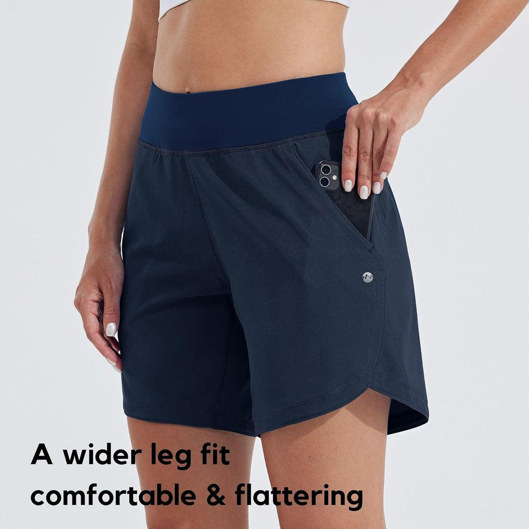 WILLIT Damen 7" Badeshorts Schwimmen Boardshorts Badehose Schnell Trocknend Bikini Shorts High Waist