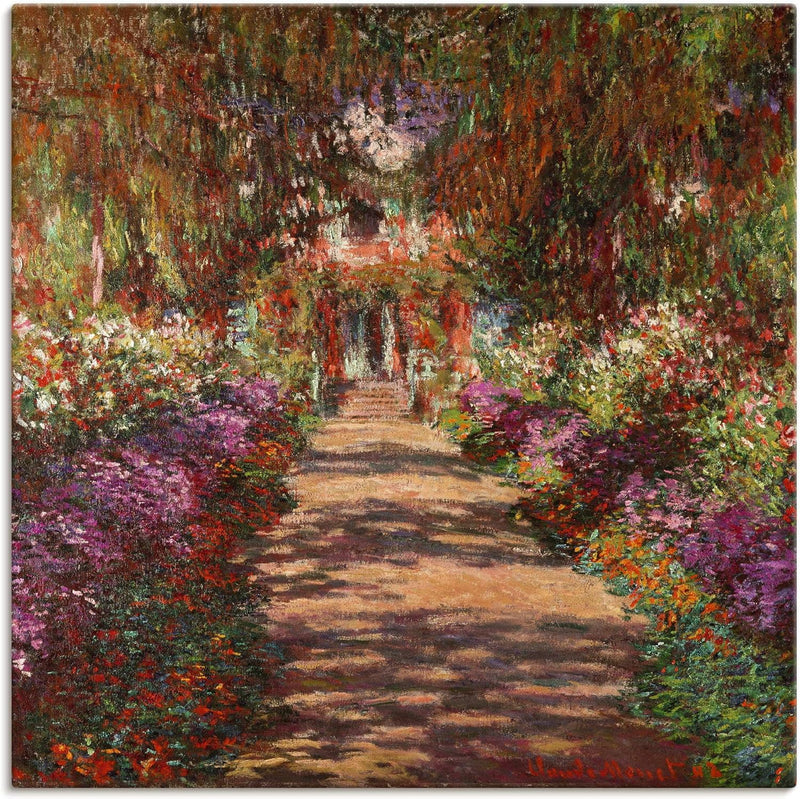 ARTland Leinwandbild Wandbild Bild auf Leinwand 70x70 cm Wanddeko Pflanzen Bäume Blumen Weg in Monet