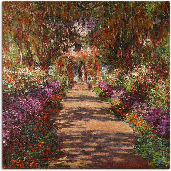 ARTland Leinwandbild Wandbild Bild auf Leinwand 50x50 cm Wanddeko Pflanzen Bäume Blumen Weg in Monet