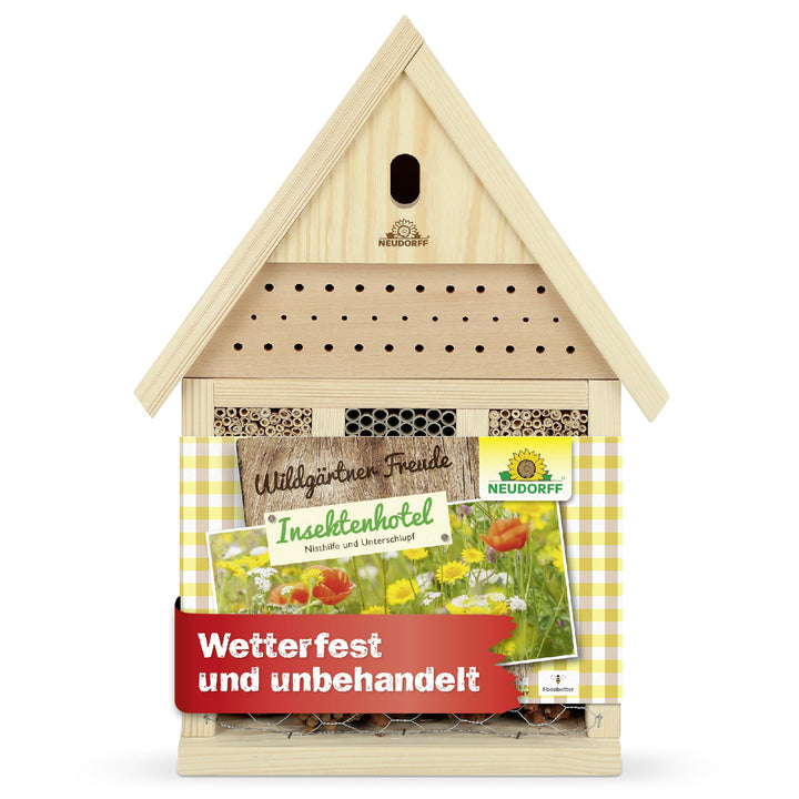 Neudorff Wildgärtner Freude Insektenhotel als Nist- und Überwinterungshilfe für Wildbienen, Marienkä