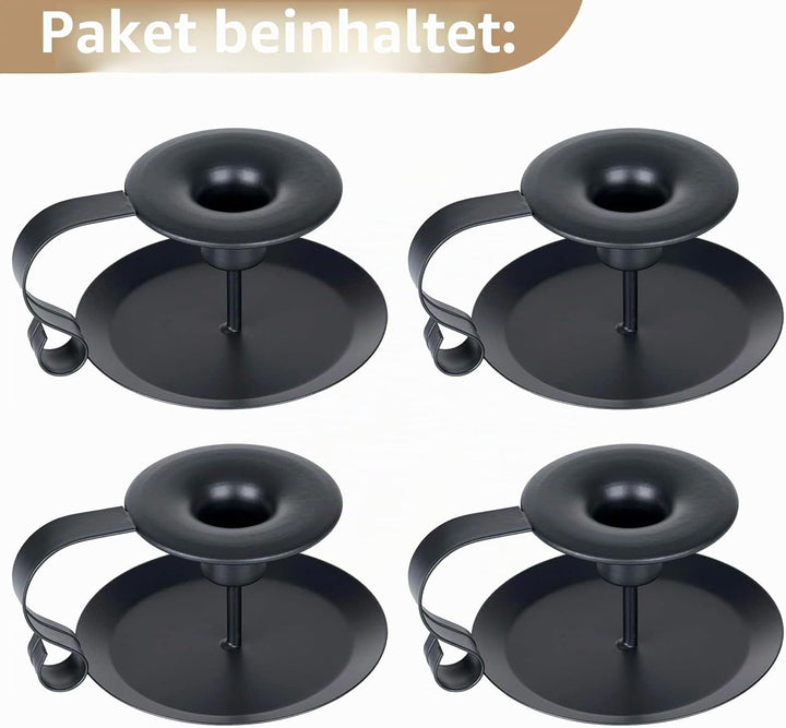 Nuptio Stück von 4 Vintage Stil Schmiedeeisen Kegelförmige Kerzenhalter, Langer Kerzenhalter mit Gri