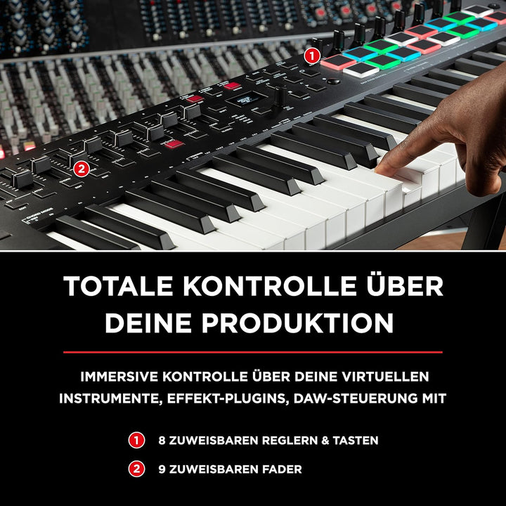 M-Audio Oxygen Pro 49 + SP-2 - USB MIDI Controller mit 49 anschlagdynamischen Tasten, 16 anschlagdyn