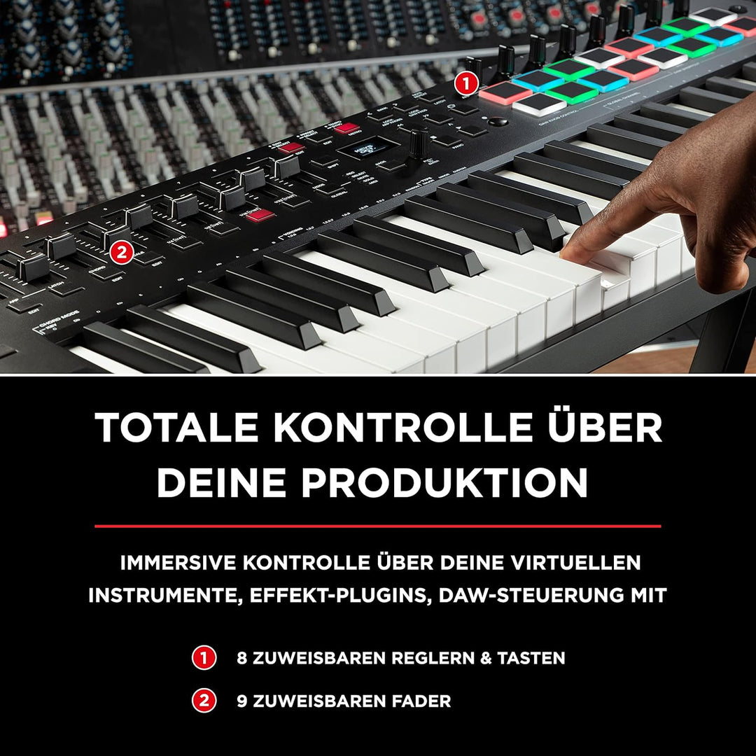 M-Audio Oxygen Pro 49 + SP-2 - USB MIDI Controller mit 49 anschlagdynamischen Tasten, 16 anschlagdyn