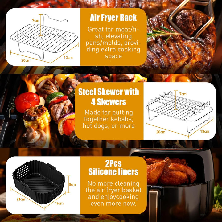Heissluftfritteuse Zubehör für Ninja Double Stack XL SL400EU 9,5L, 17 Stück Airfryer Silikonform Zub