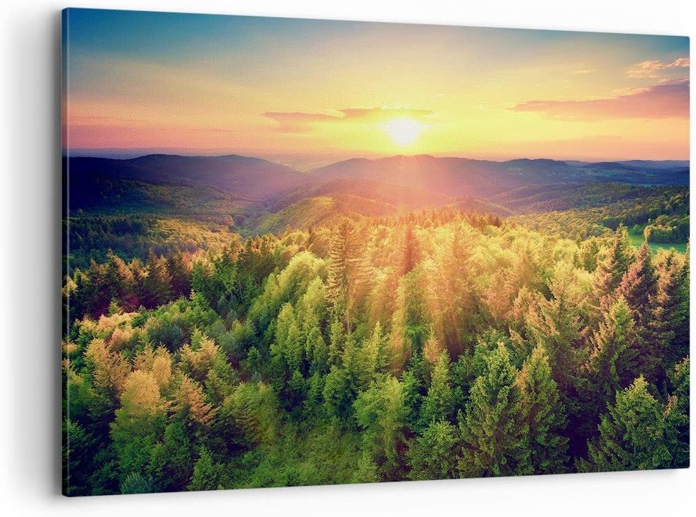 ARTTOR Bilder auf Leinwand 100x70cm Leinwandbild mit Rahmen Berge Natur Gross Wanddeko Bild Schlafzi