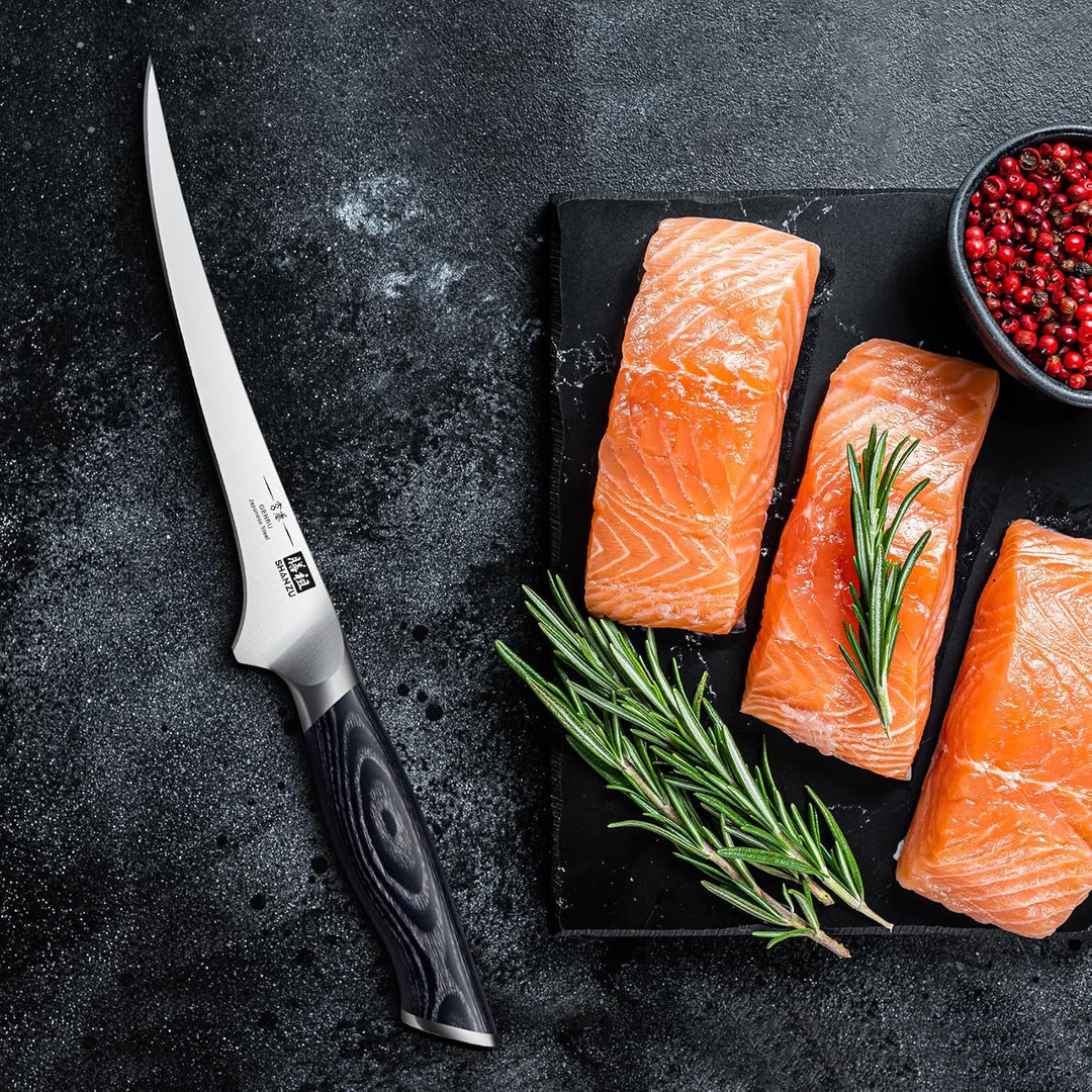 SHAN ZU Filetiermesser Ausbeinmesser 18CM Profi Scharf fischmesser Fischfiletmesser aus Japanischer