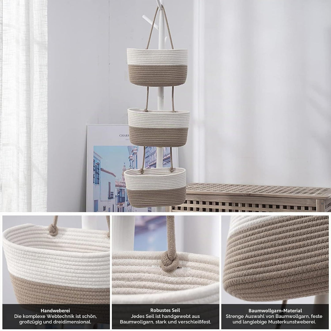 Hängeorganizer, 3 Stufiger Tür Wand Hängend Korb, Wall-Mounted Veranstalter lagerung körbe aus Baumw