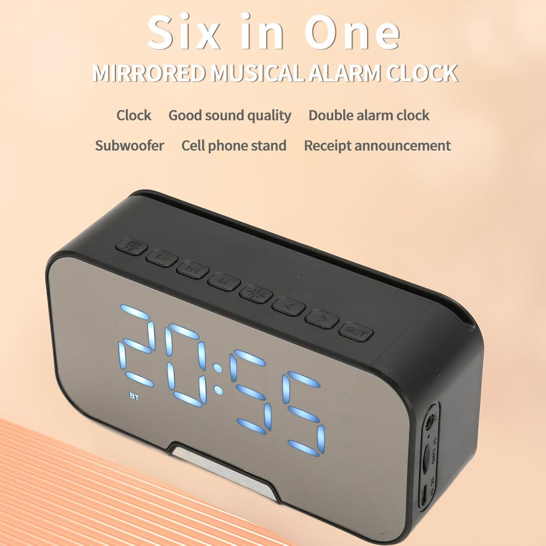 Bluetooth Lautsprecher mit Digitalem Wecker, Multifunktionaler Spiegel Wecker Lautsprecher mit UKW R