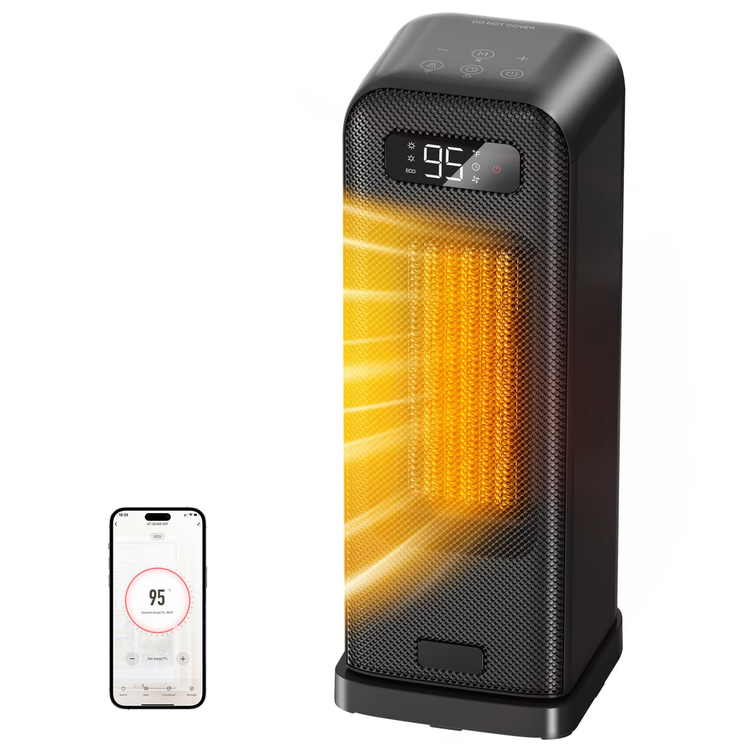 Energiesparender Heizlüfter, 1500W Tragbare PTC Keramik Heizlüfter Leise, 70° Oszillierwaend, 12-Std