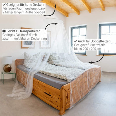 Outdoro Moskitonetz inklusive Klebehaken für Zuhause und Reisen extra-gross für Doppelbett & Einzelb