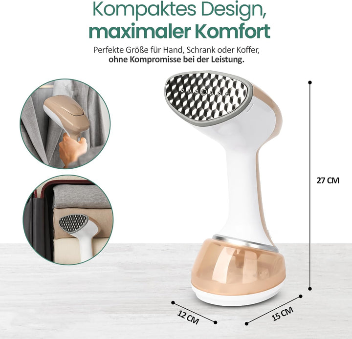 EMERIO Steamer Dampfglätter | kraftvolle 1700W Leistung | grosszügiger 360ml Tank (abnehmbar) | inkl