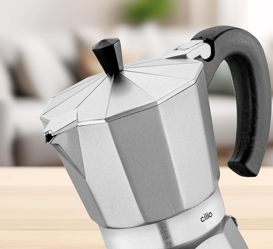 cilio Espressokocher Classico für 6 Tassen | elektrisch 480W | Ø 11,5 cm Höhe: 25 cm | Aluminium | S