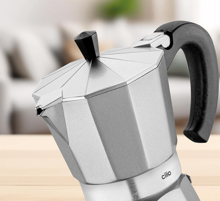 cilio Espressokocher Classico für 6 Tassen | elektrisch 480W | Ø 11,5 cm Höhe: 25 cm | Aluminium | S