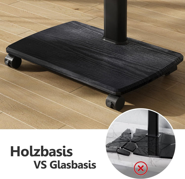 FITUEYES TV Bodenständer Rollbar mit 3 Ablagen TV Standfuss TV Ständer Fernsehstand mit Rollen höhen