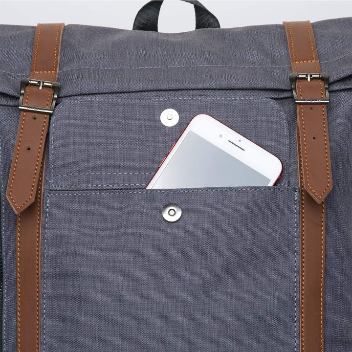KAUKKO RollTop Rucksack Stylish Backpack für Schule, Uni, Beruf und Reise Grau, Grau