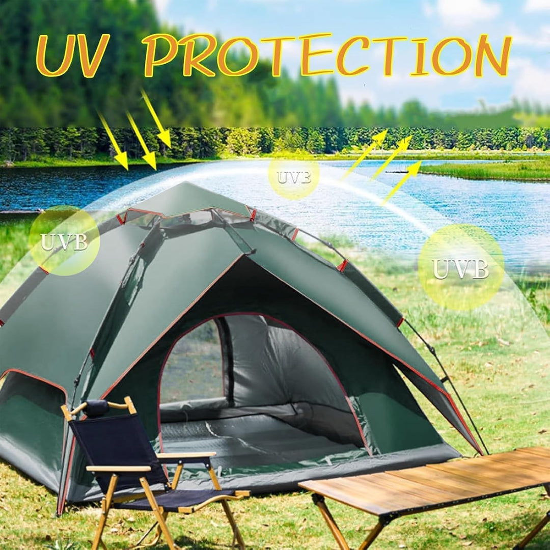 Campingzelt, automatisches Instant Pop up Zelt für 2-3 Personen, doppelschichtiges Wind und wasserdi
