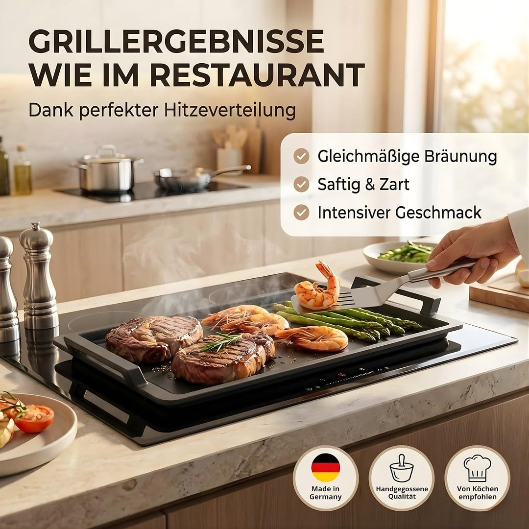 Lieblingspfanne Teppanyaki Grillplatte 41x24 cm I mit Seitengriffen I glatte antihaftbeschichtete Pl
