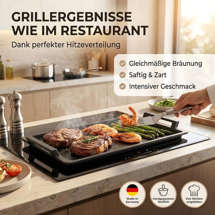 Lieblingspfanne Teppanyaki Grillplatte 41x24 cm I mit Seitengriffen I glatte antihaftbeschichtete Pl