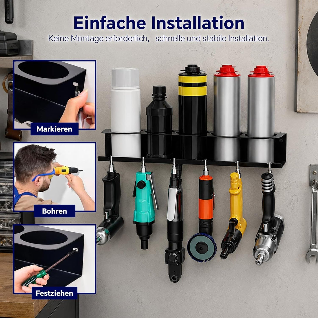 Sprühflaschen-Halterung 2er-Set, Aufbewahrungsregal mit 5 Fächern + 6 Schlitzen, Für Garage, Werksta