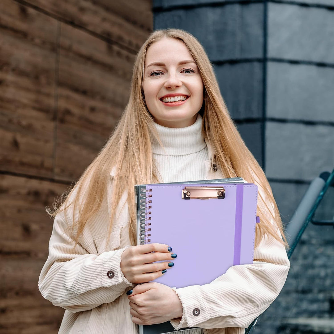 Hautoco Klemmbrett Folio mit a4 Zip Beutel, Klemmbrettmappe mit nachfüllbarem Notizblock, 5 A4-Ordne