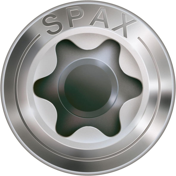 SPAX Fassadenschraube aus Edelstahl rostfrei A2, 5,0 x 80 mm, 100 Stück, T-STAR plus, Linsensenkkopf