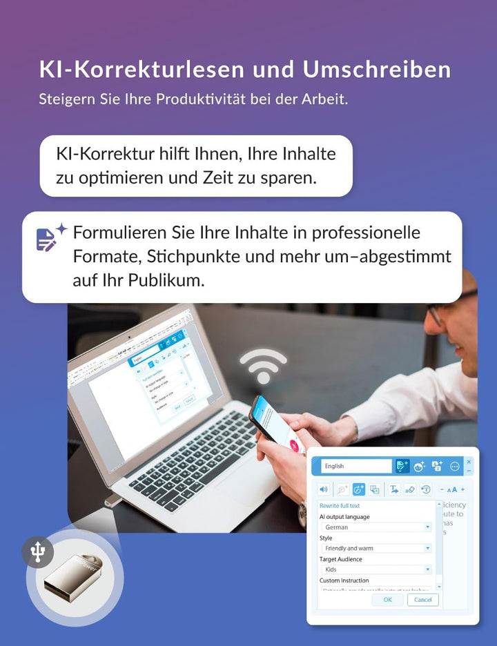 AI VoiceWriter - Smart Diktat &amp; AI Schreibassistent für Windows &amp; Mac | USB-Dongle &amp; mobile App für