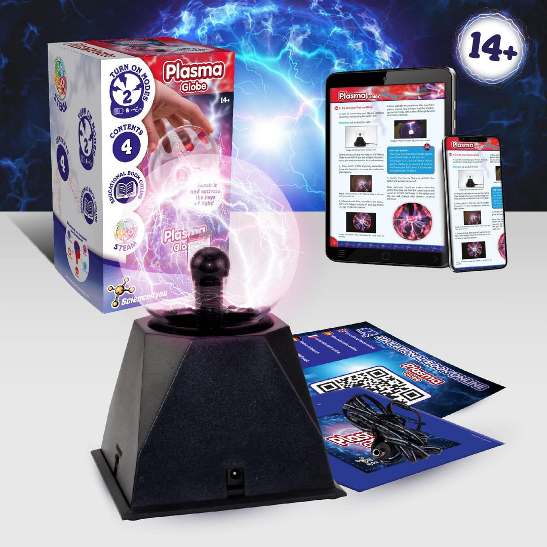 Science4you Plasmaball, Plasma-Lampe für Kinder Durch Berührung und Stimme aktiviert, dient als Nach