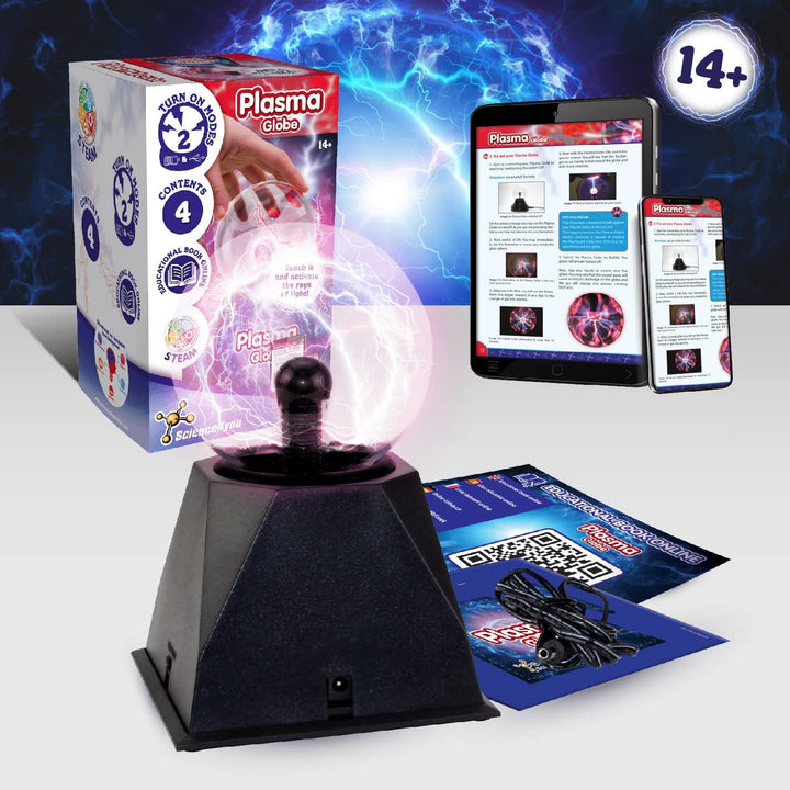Science4you Plasmaball, Plasma-Lampe für Kinder Durch Berührung und Stimme aktiviert, dient als Nach