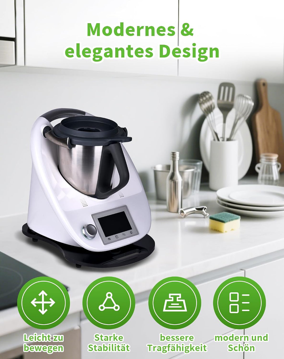 Gleitbrett für Thermomix TM6 TM5, 5mm Rollbrett Thermomix TM6 TM5 mit Rollen und Handgriff, Gleitbre