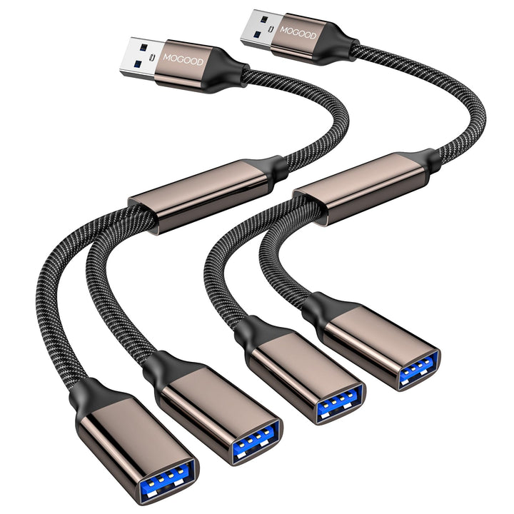 MOGOOD USB 3.0 Splitter 2 Packung, 5Gbps Typ A Stecker zu Dual Typ A Weibliche Nabe Netzkabel Verlän
