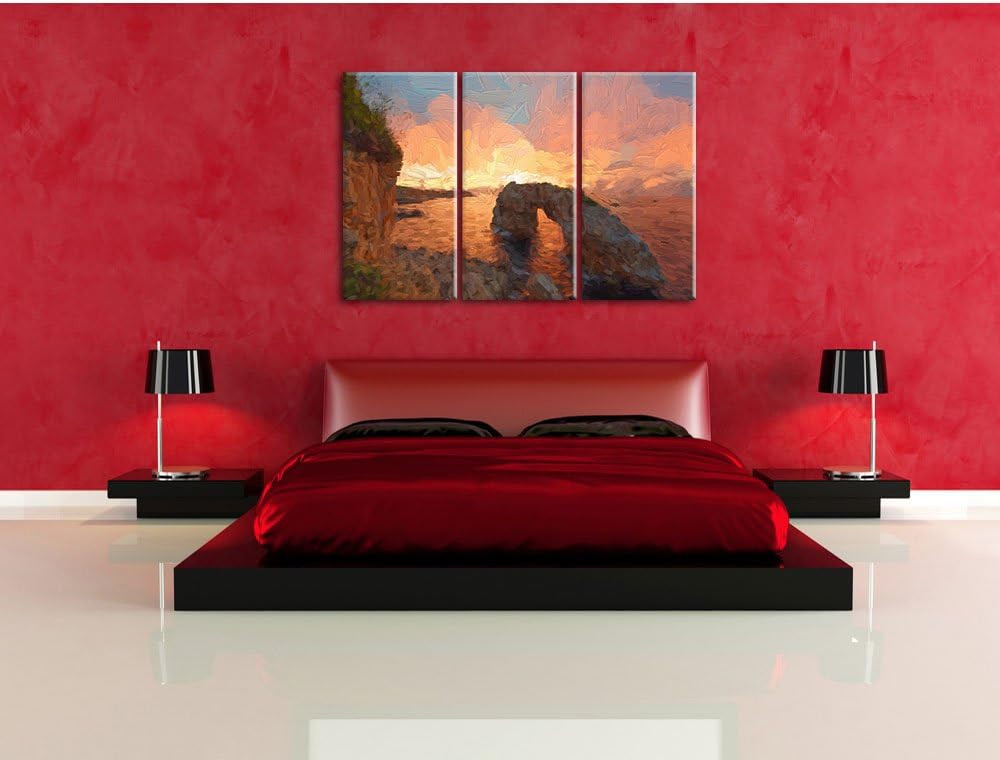 Pixxprint EIN Tag beginnt - Es Pontas Kunst als Leinwandbild/Grösse: 3 Teilig (120x80 cm) cm/Wandbil
