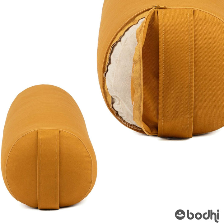 Bodhi Yoga Bolster | ECO Serie | Yogarolle mit Kapok-Füllung | Waschbarer Bezug aus 100% Bio-Baumwol