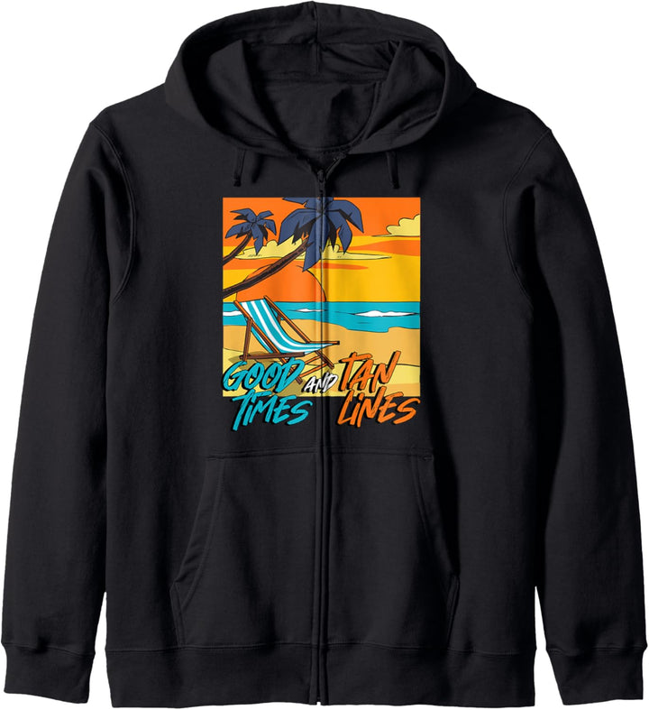 Gute Zeit Und Bräunungslinien Strandurlaub Sommerurlaub Kapuzenjacke