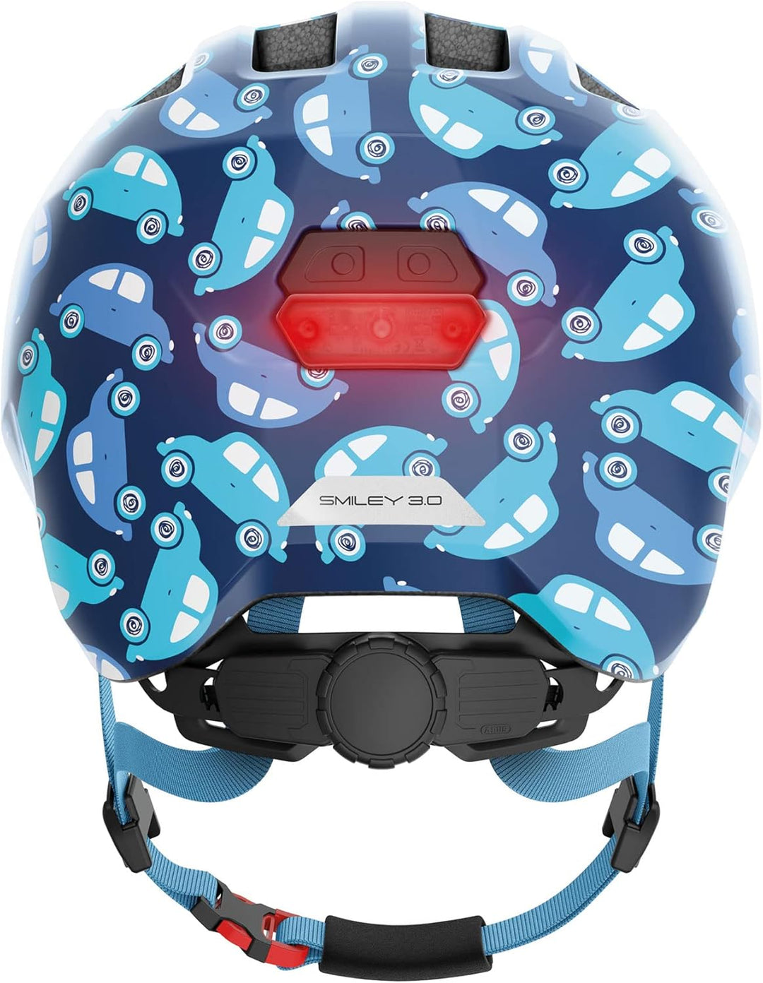 ABUS Kinderhelm Smiley 3.0 LED - Fahrradhelm mit Licht - tiefe Passform &amp; Platz für einen Zopf - für
