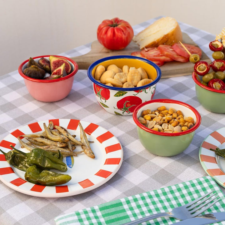 Talking Tables Bon Appetit Handgefertigtes Emaille-Dinnerteller mit Tomaten-Design langlebig leicht