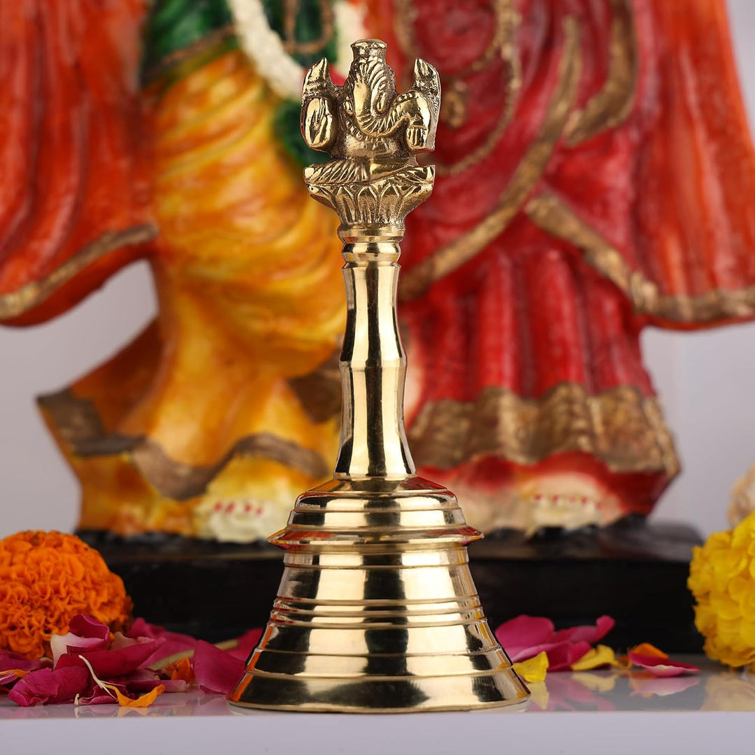 Handglocke Messing Handgefertigt Ganesh Glocke für Pooja Hochzeit Events (13 cm)